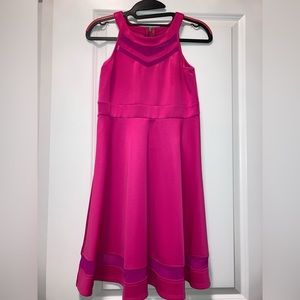 Hot Pink Mesh Detailed Dress
